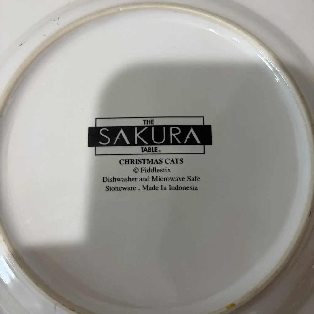 Sakura Christmas cat fiddlestix Salad Dessert‎ plate Orange Tabby 8